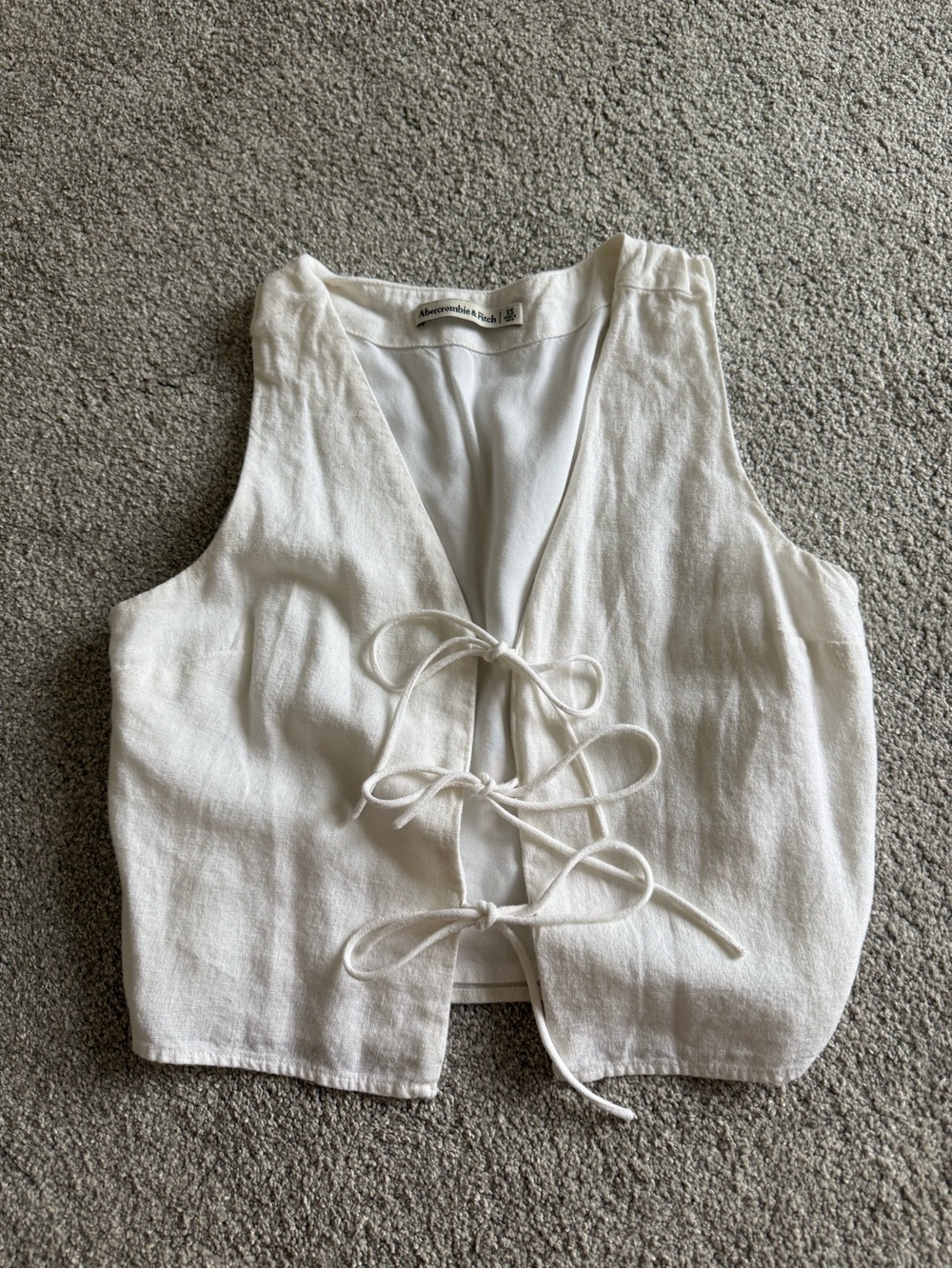 Abercrombie & Fitch White Linen Tie-Front Crop Top